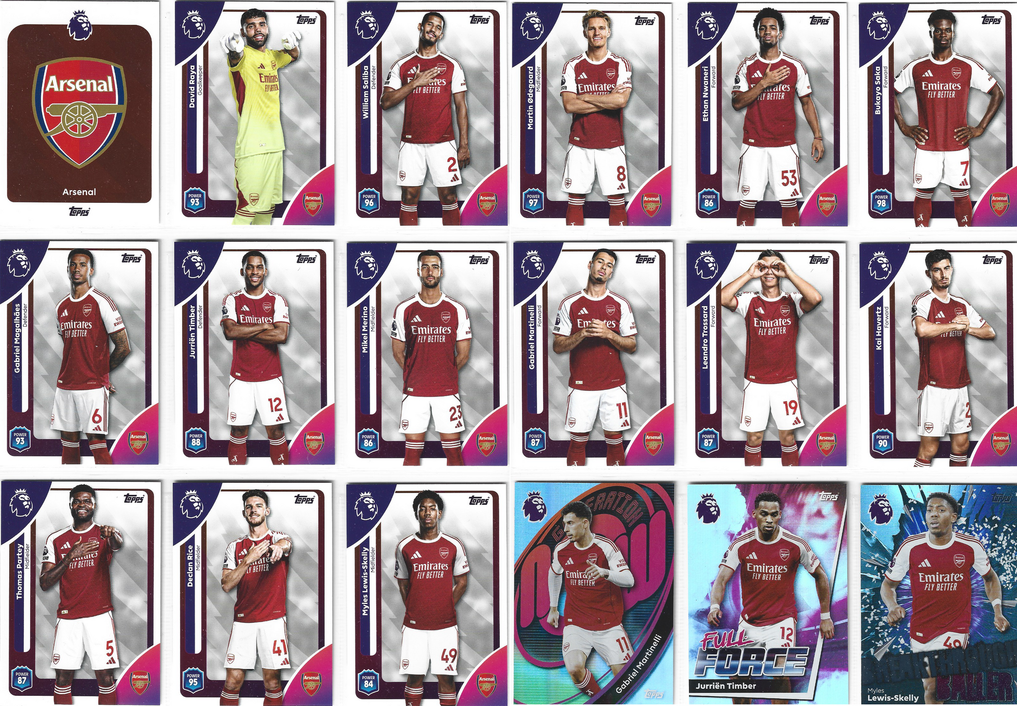 ARSENAL - KOMPLETT LAGSETT - TOPPS PREMIER LEAGUE 2025/26