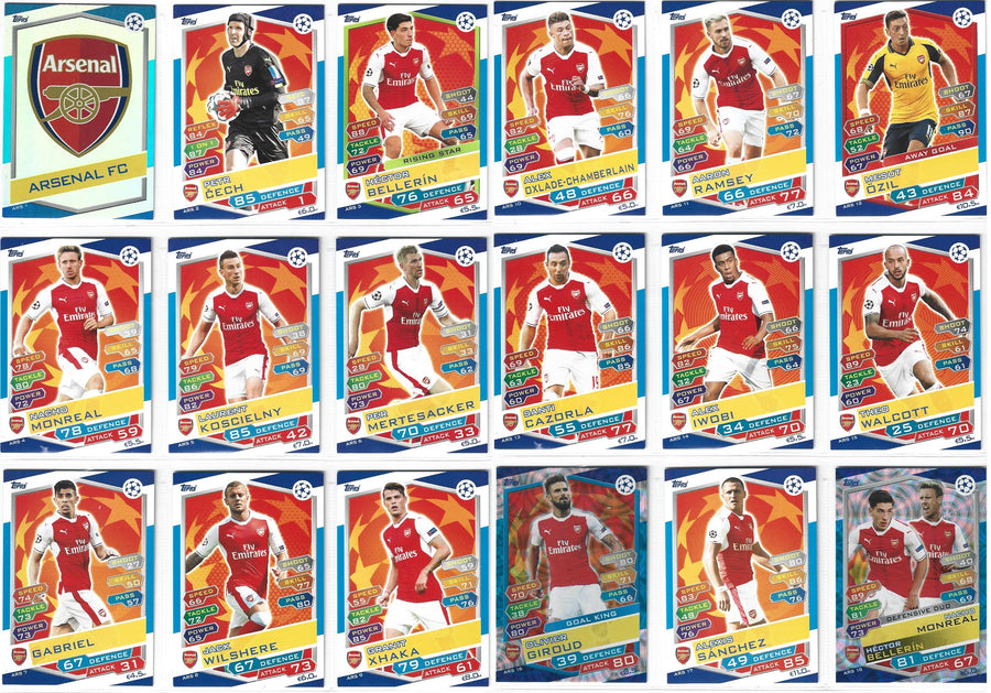 000. ARSENAL - KOMPLETT LAGSETT - TOPPS CHAMPIONS LEAGUE 2015/16