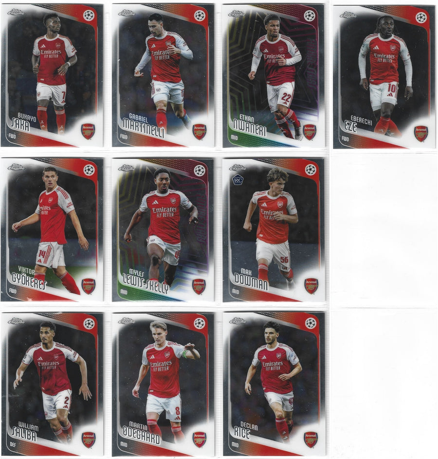 000. ARSENAL - TOPPS UCC CHROME 2025/26 - KOMPLETT LAGSETT