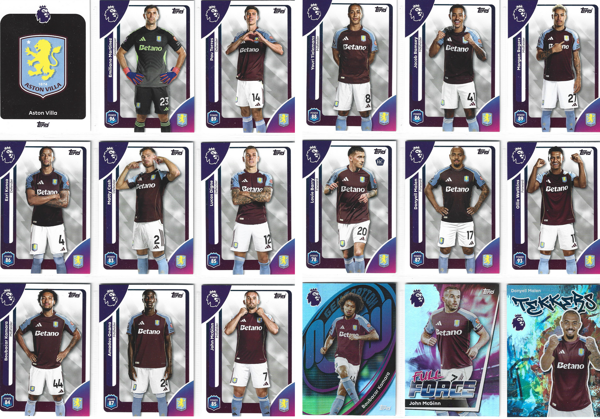 ASTON VILLA - KOMPLETT LAGSETT - TOPPS PREMIER LEAGUE 2025/26