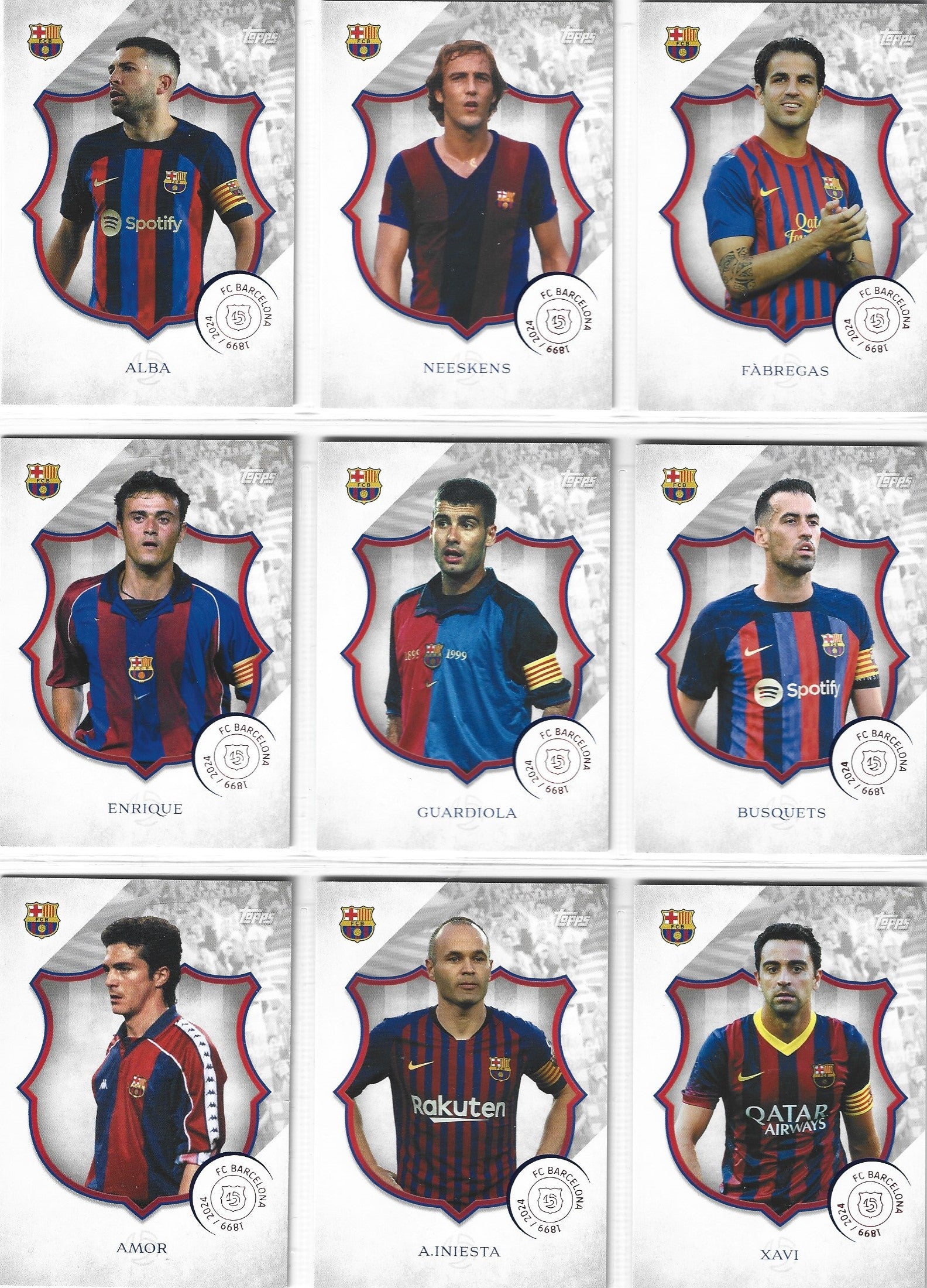 000. KOMPLETT BASE SET - TOPPS FC BARCELONA 125 YEAR ANNIVERSARY