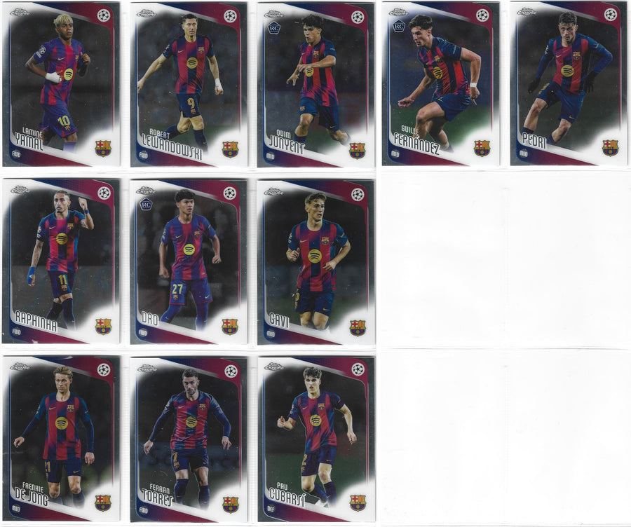 000. FC BARCELONA - TOPPS UCC CHROME 2025/26 - KOMPLETT LAGSETT