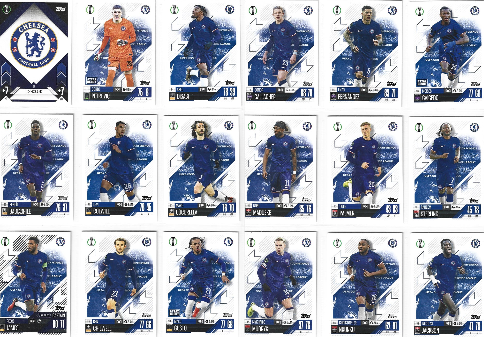 000. CHELSEA - KOMPLETT LAGSETT - TOPPS CHAMPIONS LEAGUE 2024/25