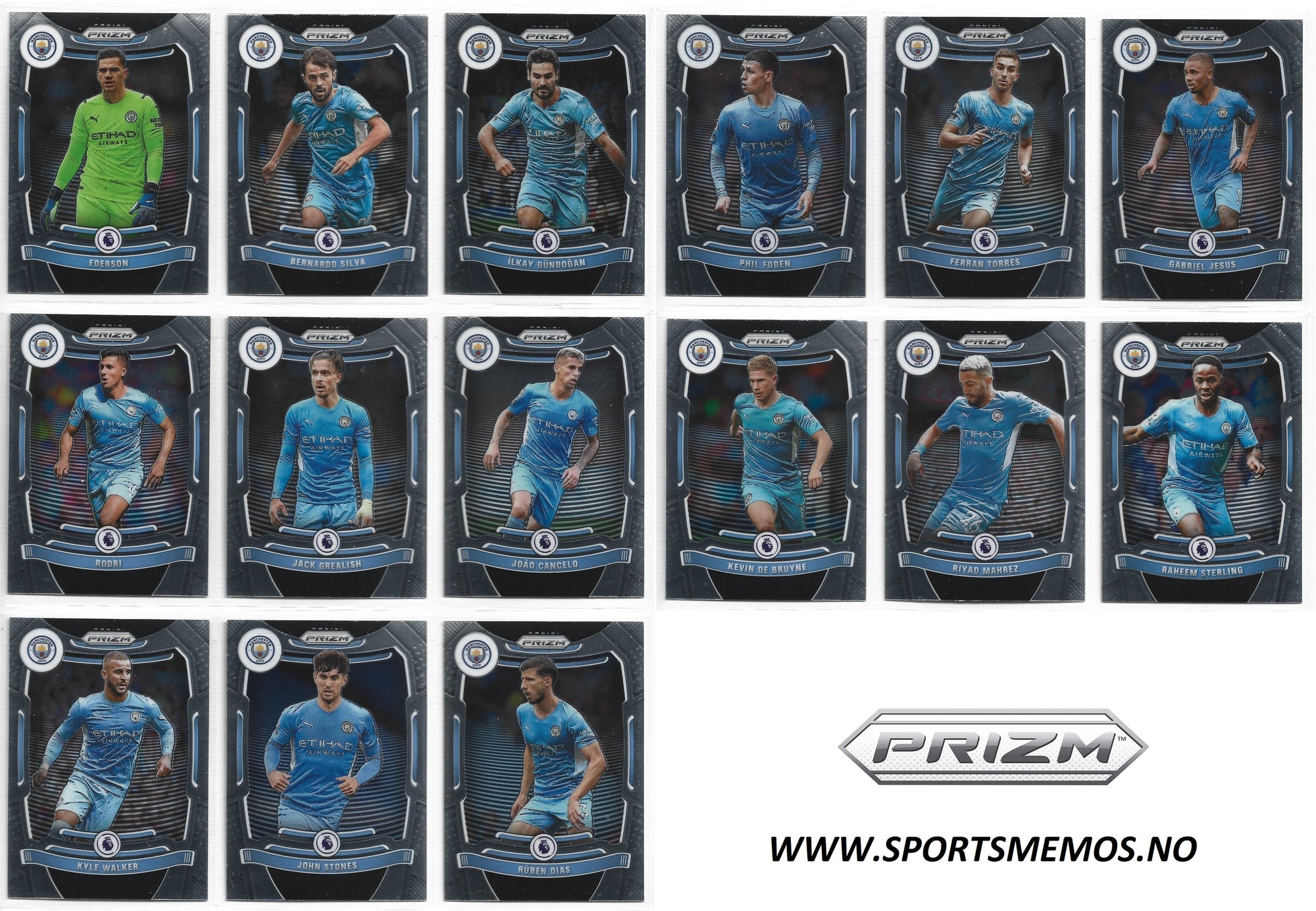 MANCHESTER CITY - PANINI PRIZM PREMIER LEAGUE 2021/22 - KOMPLETT SETT