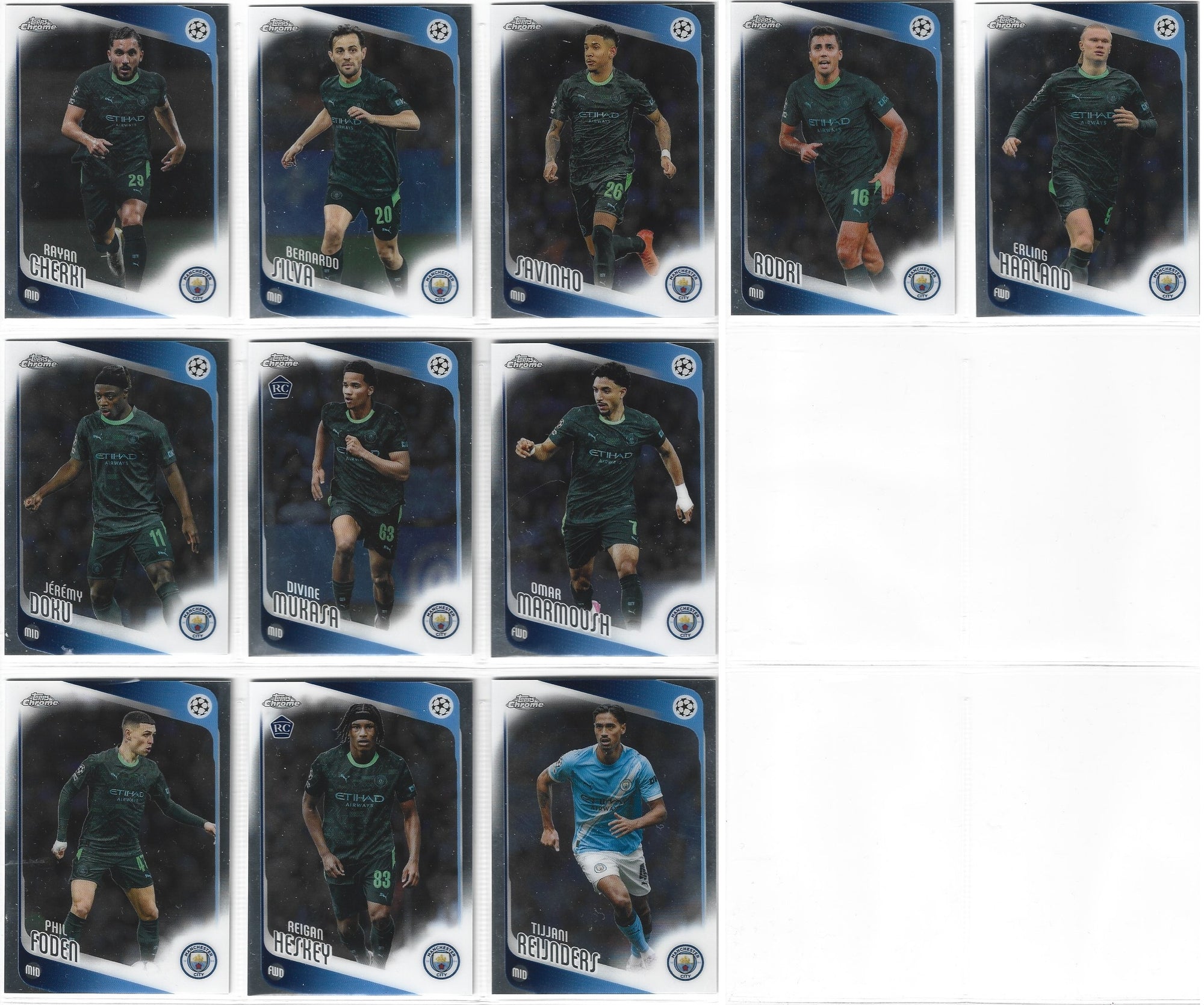 000. MANCHESTER CITY - TOPPS UCC CHROME 2025/26 - KOMPLETT LAGSETT