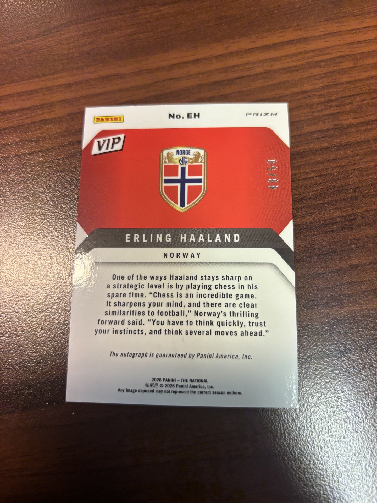 NO.EH. ERLING HAALAND - NORWAY - THE NATIONAL - VIP GOLD #50