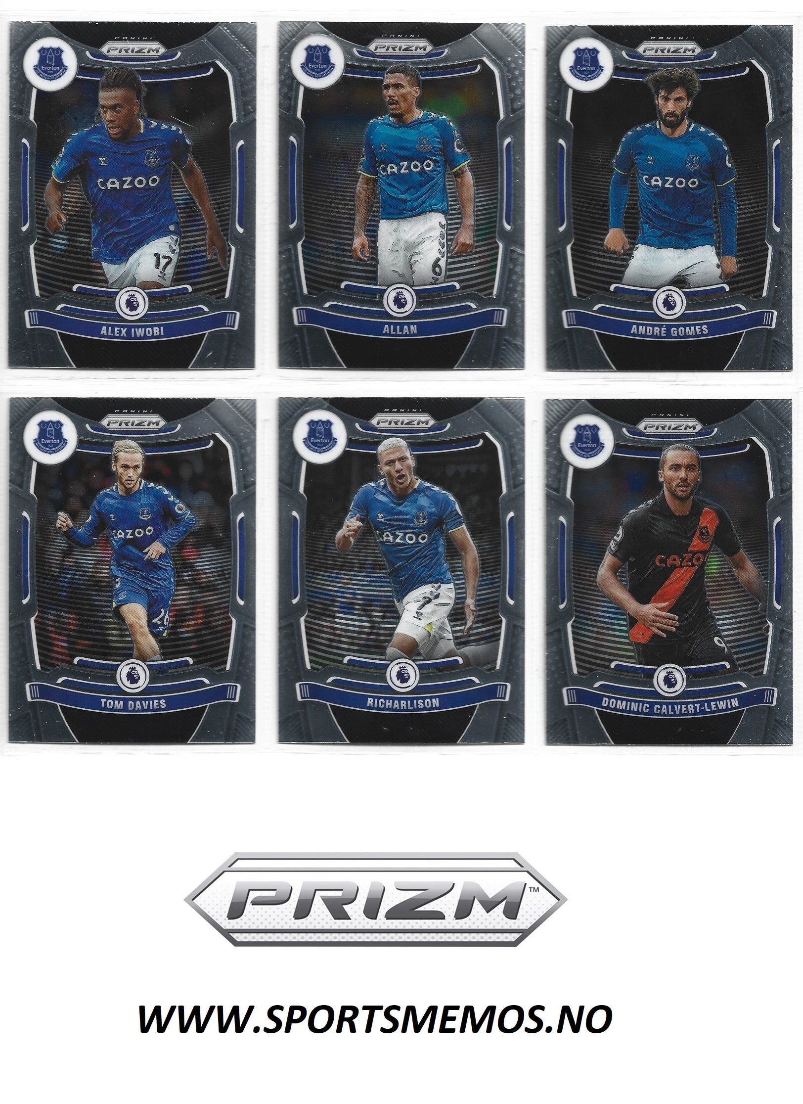 EVERTON - PANINI PRIZM PREMIER LEAGUE 2021/22 - KOMPLETT SETT