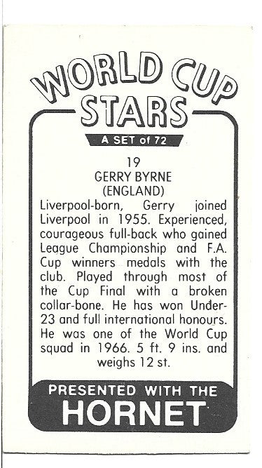 19. GERRY BYRNE - LIVERPOOL & ENGLAND