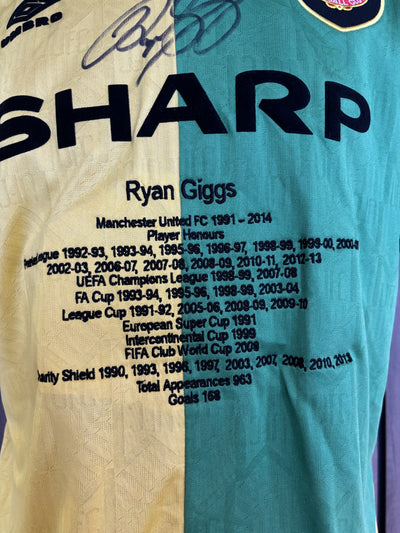 RYAN GIGGS -HONOURS SHIRT - SIGNERT DRAKT MED EKTEHETSBEVIS/COA