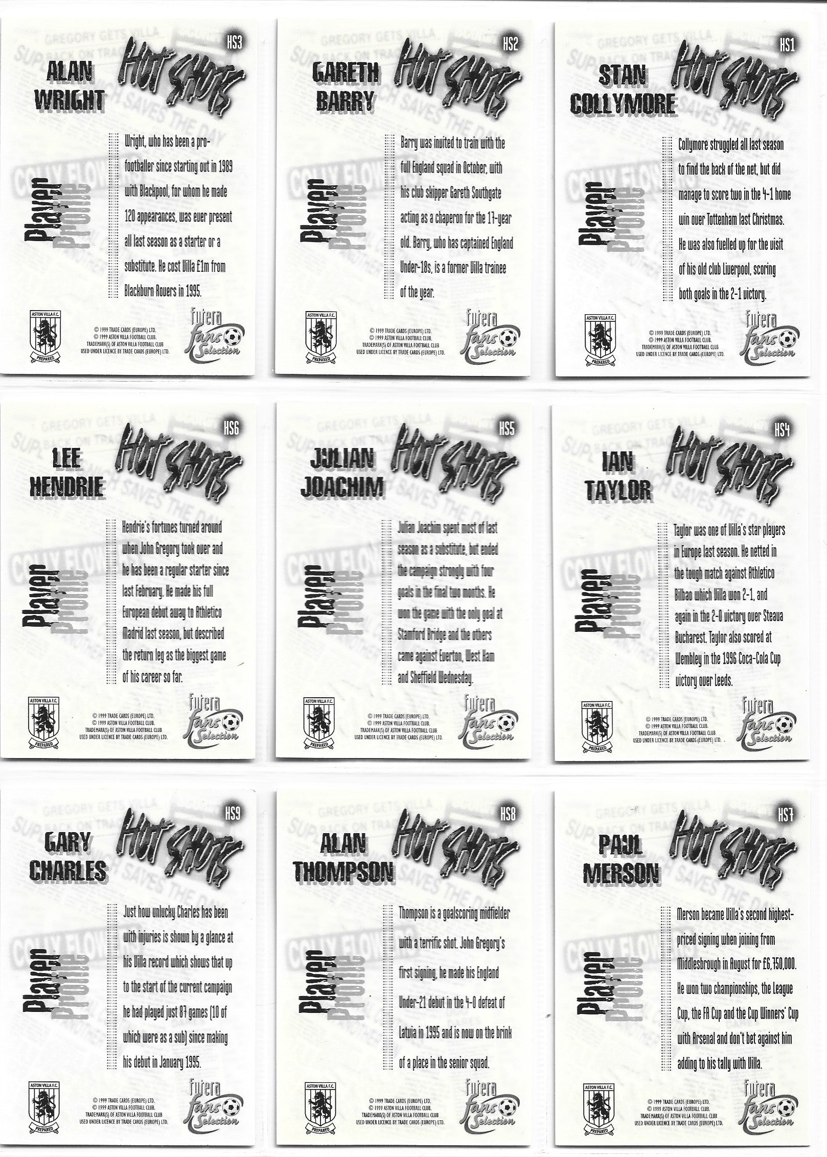 ASTON VILLA - KOMPLETT LAGSETT MED FUTERA HOTSHOTS - CROME & EMBOSSED