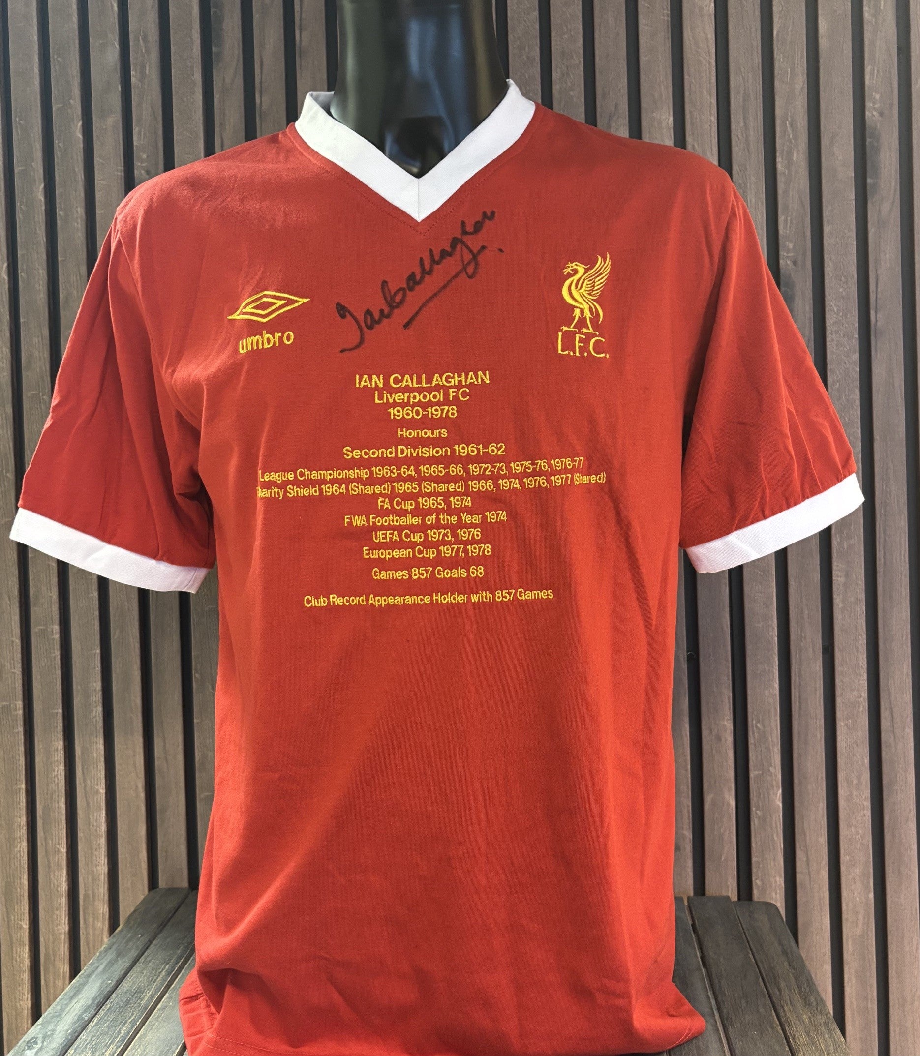 IAN CALLAGHAN - HONOURS SHIRT - SIGNERT DRAKT MED EKTEHETSBEVIS/COA