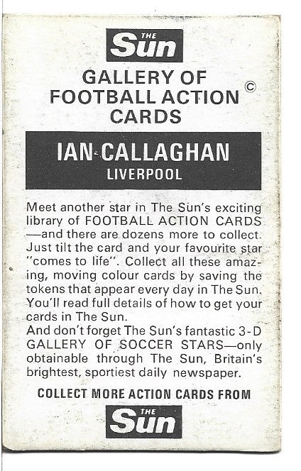 IAN CALLAGHAN - LIVERPOOL - THE SUN 3D-CARD