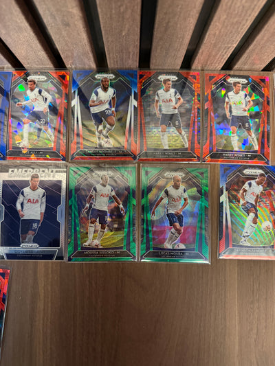 TOTTENHAM HOTSPUR - "SUPERLOT" - PRIZM 2020/21 - INSERTS, PARALLELLER, NUMMERERTE OG LAGSETT