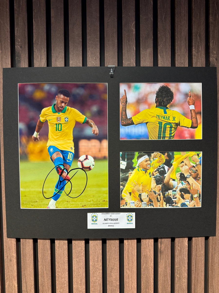 NEYMAR JR - SIGNERT BILDEMONTAGE MED EKTEHETSBEVIS/COA