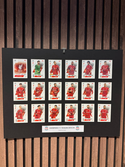 0. LIVERPOOL F.C. FOTBALLKORT MONTAGE - TOPPS MATCH ATTAX CHAMPIONS LEAGUE 2025/26 - FERDIG INNRAMMET
