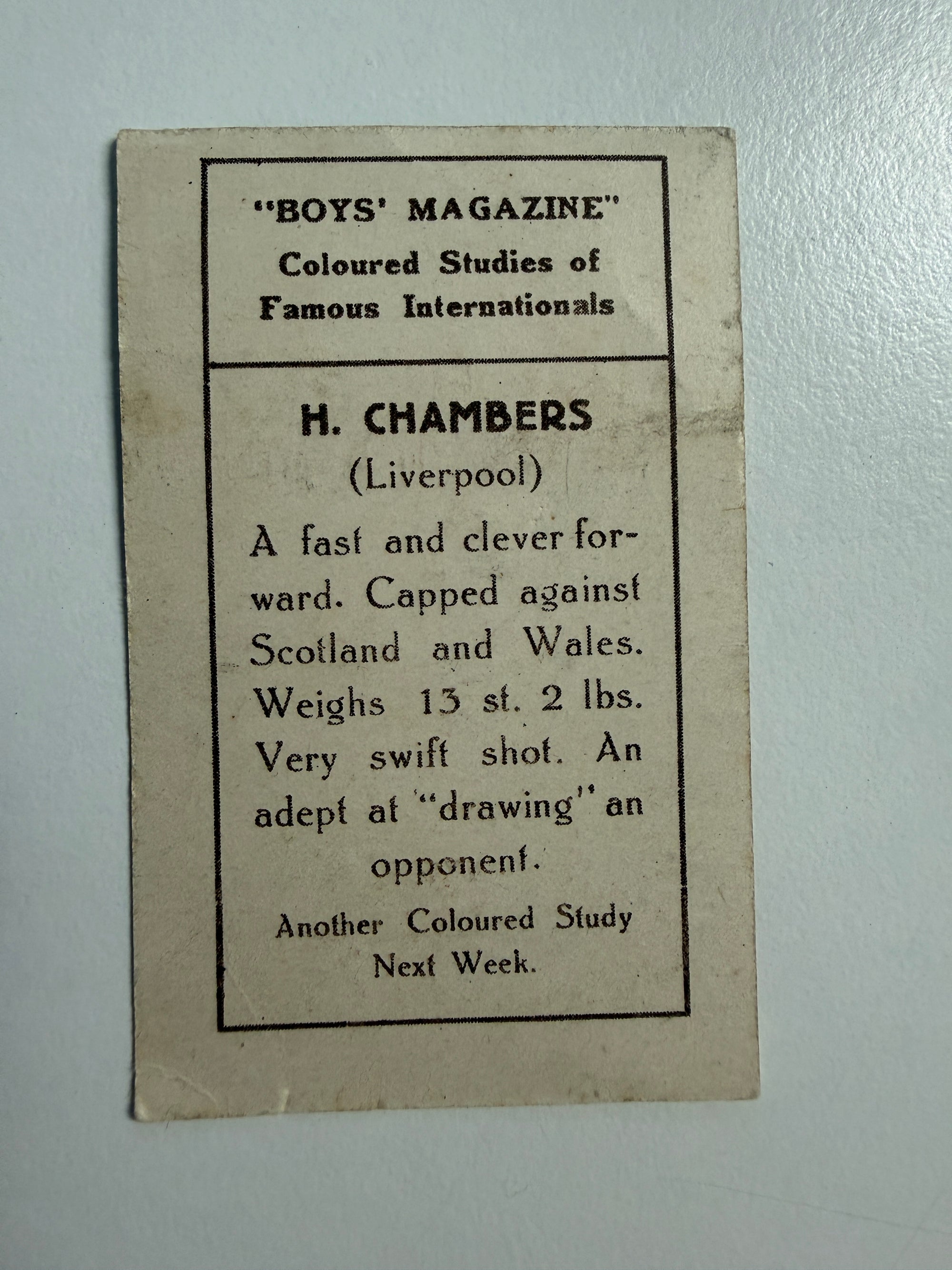 1923 - H. CHAMBERS - LIVERPOOL - VINTAGEKORT