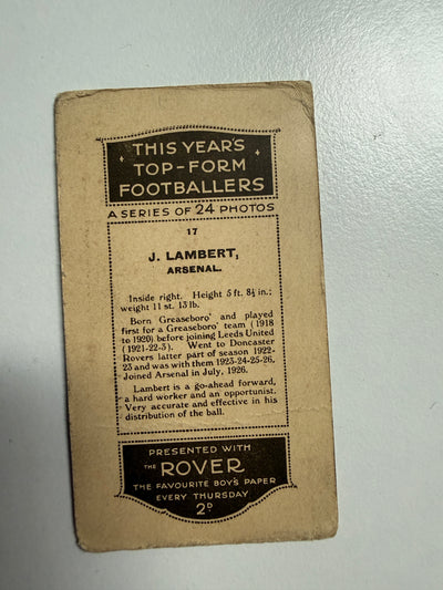 1924 - J. LABERT - ARSENAL - VINTAGEKORT