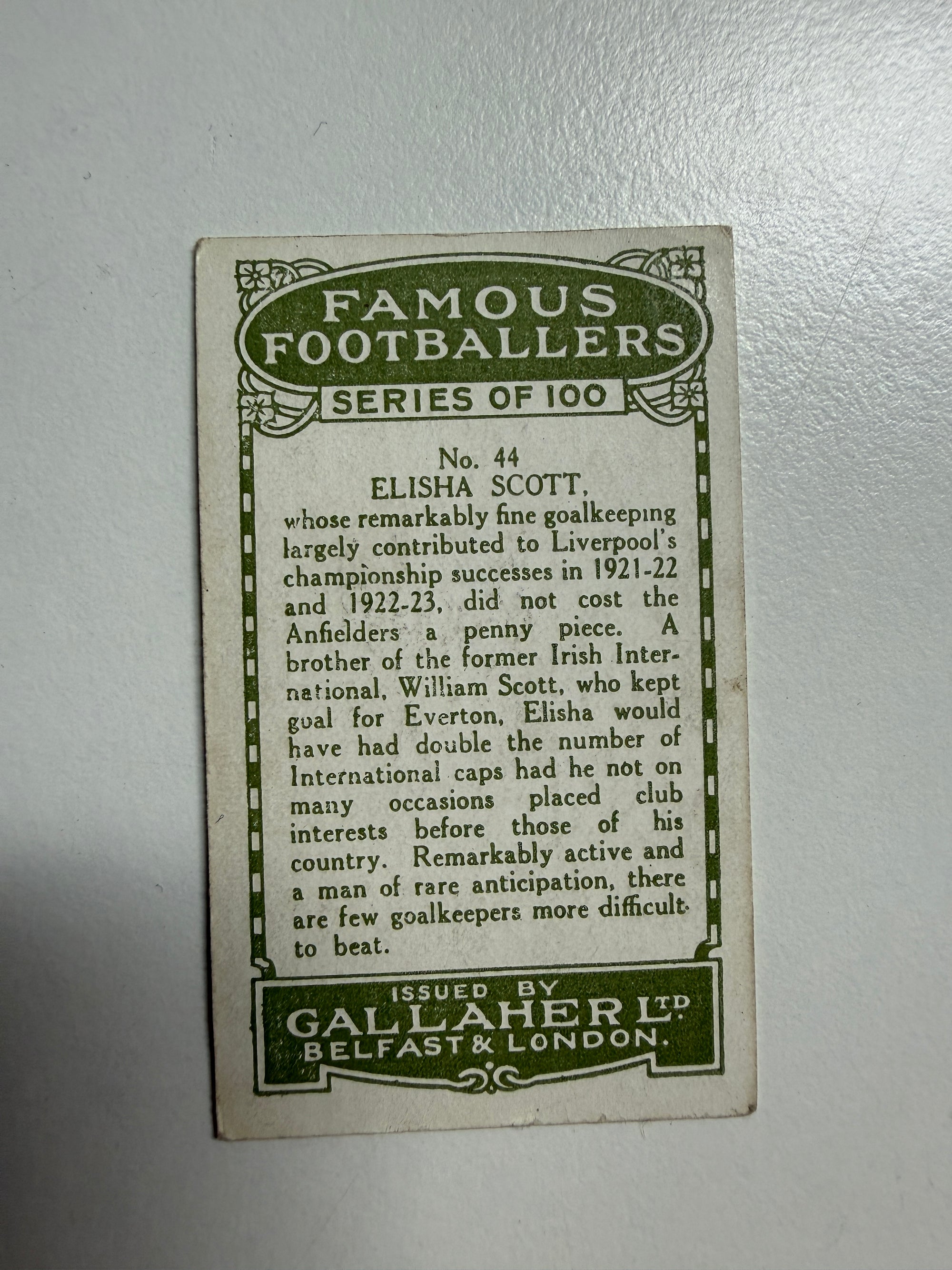 1925 - 44. ELISHA SCOTT - LIVERPOOL - VINTAGEKORT
