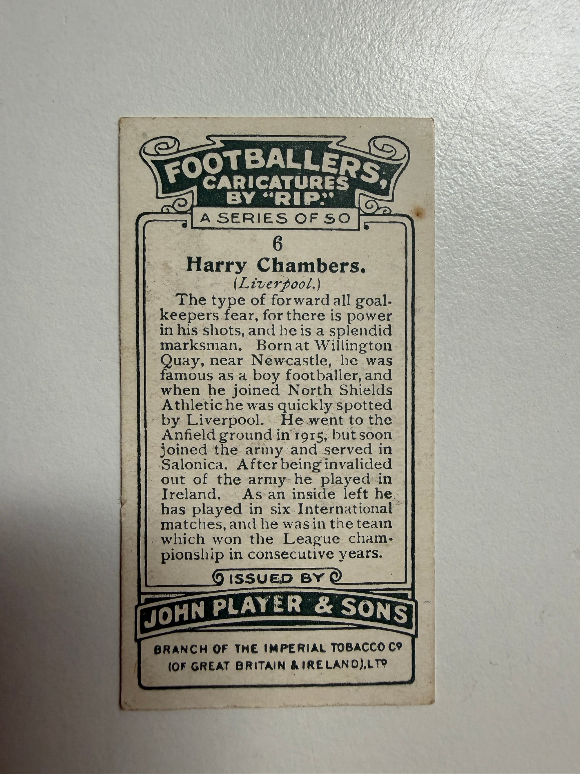 1926 - 6. H. CHAMBERS - LIVERPOOL - VINTAGEKORT