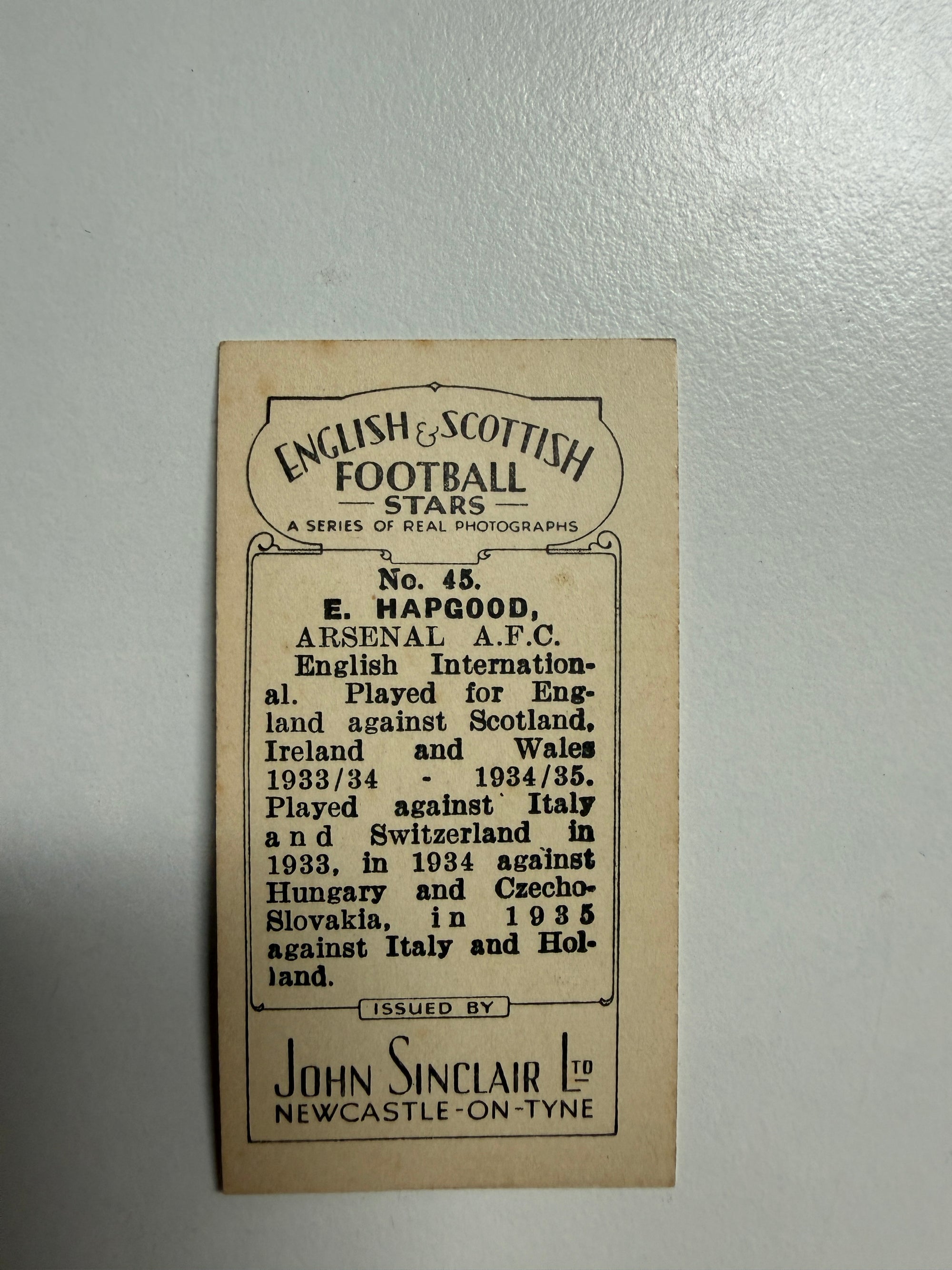 1935 - 45. E. HAPGOOD - ARSENAL - VINTAGEKORT