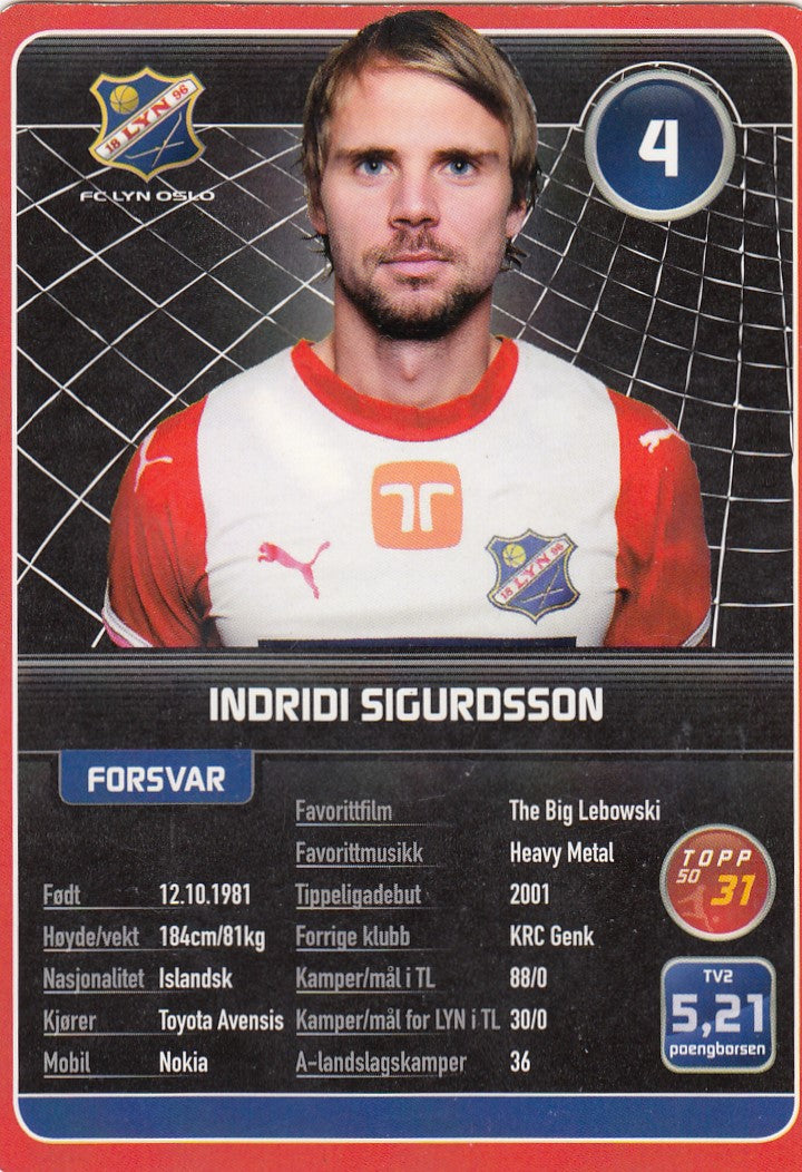 FC LYN OSLO - INDRIDI SIGURDSSON