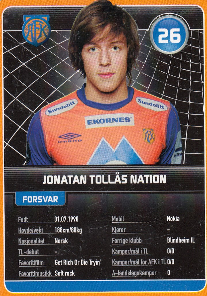 AALESUND FK - JONATAN TOLLÅS NATION