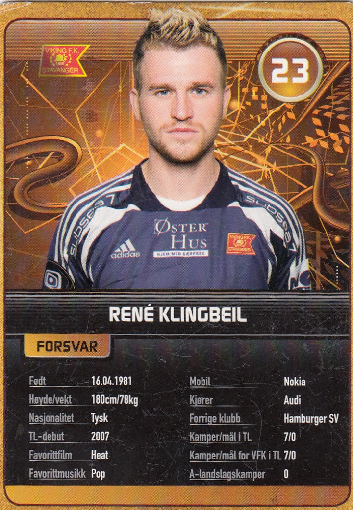 VIKING FK - RENÈ KLINGBEIL - GULLKORT