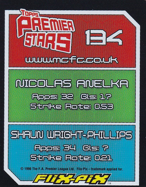 134. MANCHESTER CITY BADGE - NICOLAS ANELKA - SHAUN WRIGHT PHILLIPS - 3D FLIX-PIX