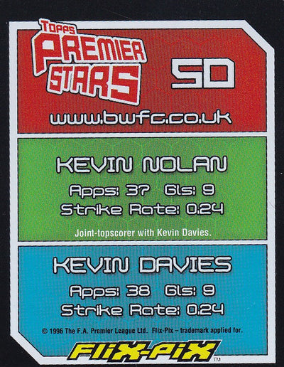 050. BOLTON WANDERERS BADGE - KEVIN NOLAN - KEVIN DAVIES - 3D FLIX-PIX