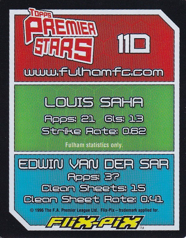 110. FULLHAM BADGE - LOUIS SAHA - EDWIN VAN DER SAR - 3D FLIX-PIX