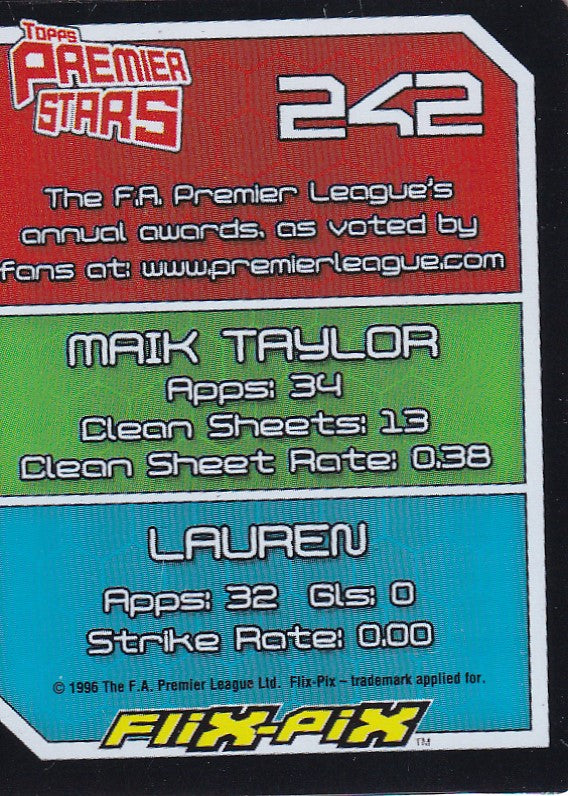 242. F.A. PREMIER LEAGUE - MAIK TAYLOR - LAUREN - 3D FLIX-PIX