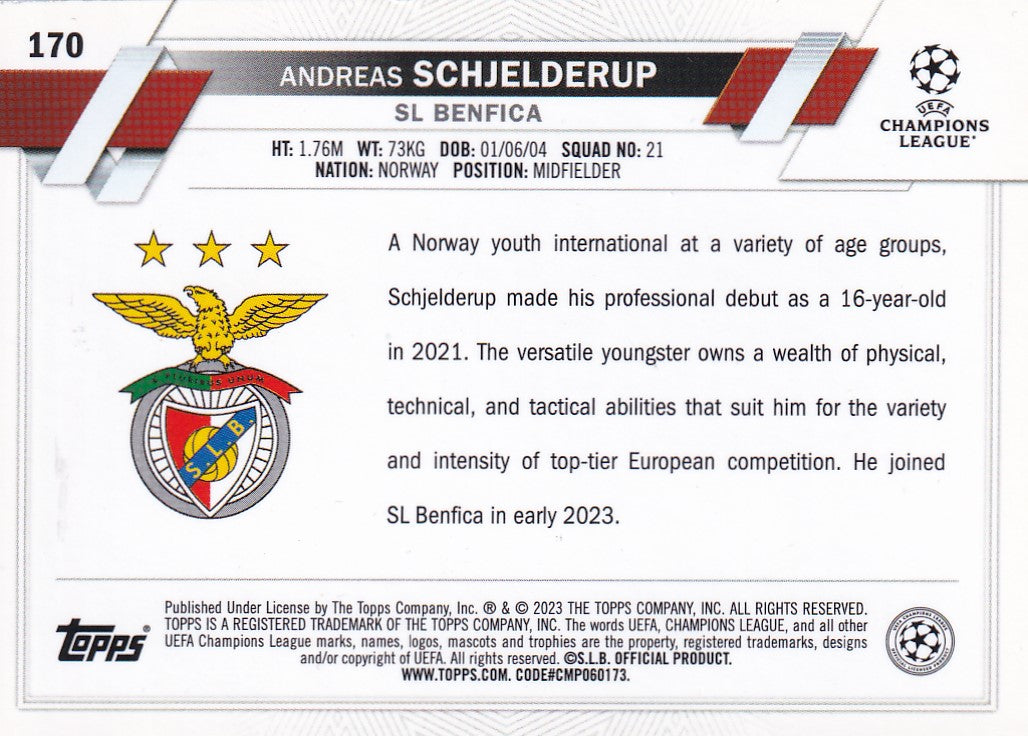 170. ANDREAS SCHJELDRUP - SL BENFICA - ROOKIE CARD