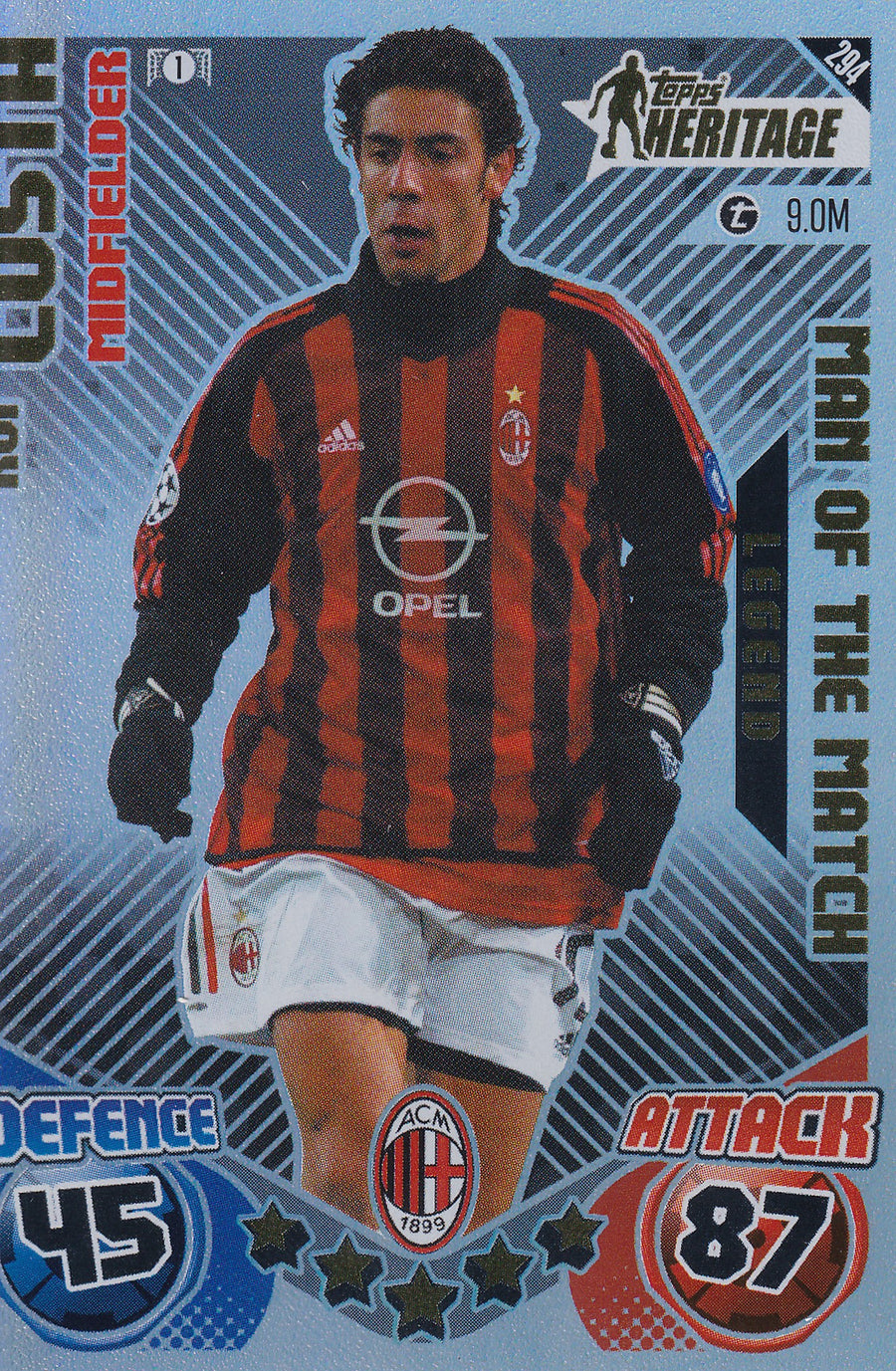 294. RUI COSTA - AC MILAN - TOPPS HERITAGE - MAN OF THE MATCH LEGEND