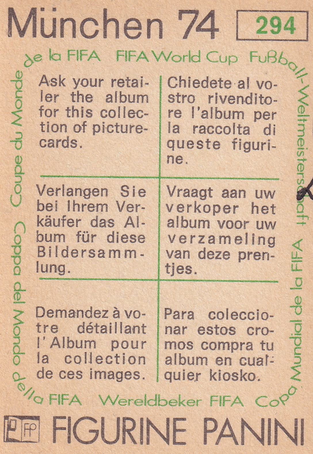 294. FRANCESCO MORINI - ITALIA - DRAWN ON BACK