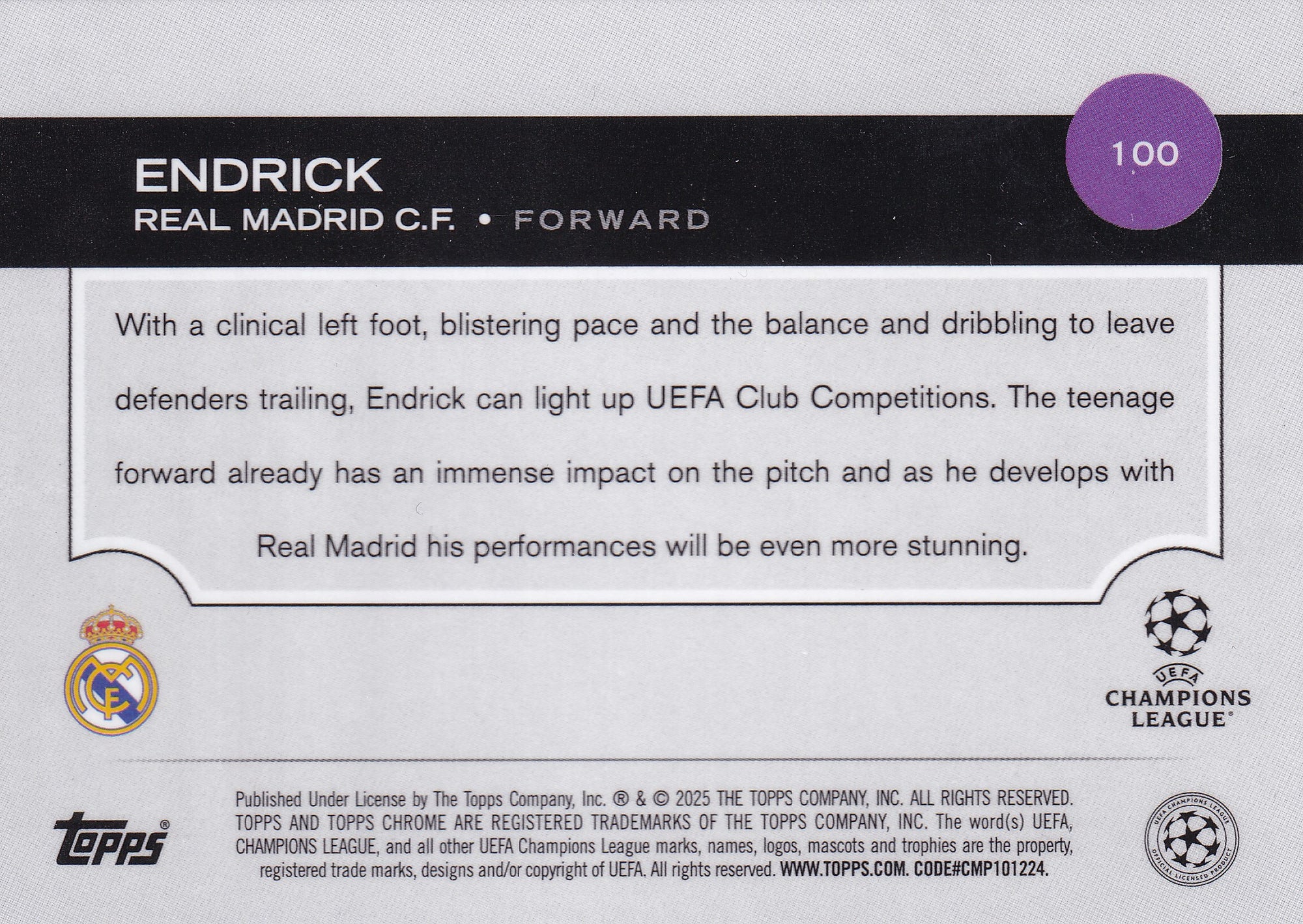 100. ENDRICK - REAL MADRID - ROOKIE CARD