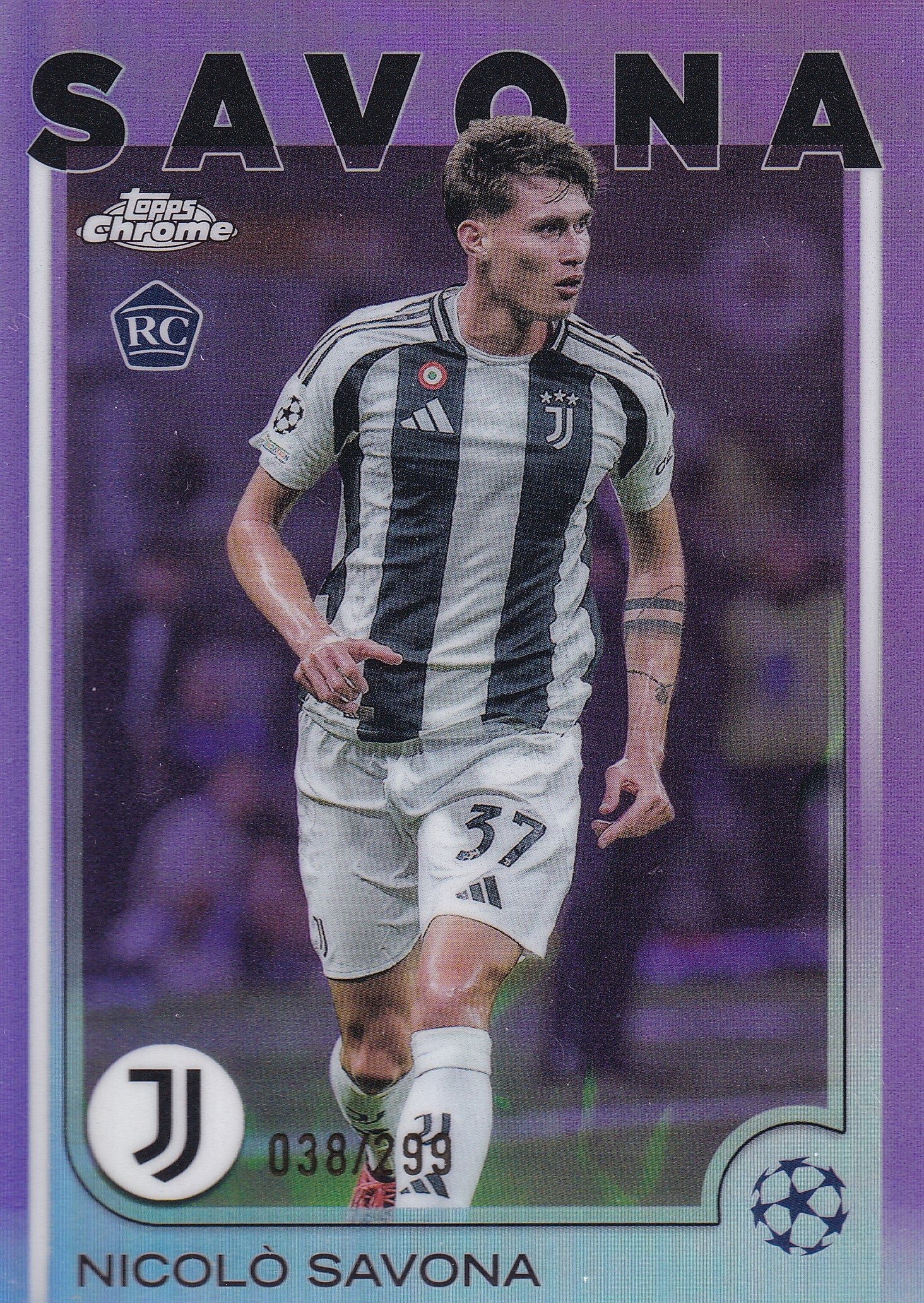 046. NICOLO SAVONA - JUVENTUS - ROOKIE CARD - VIOLET PRIZM /299