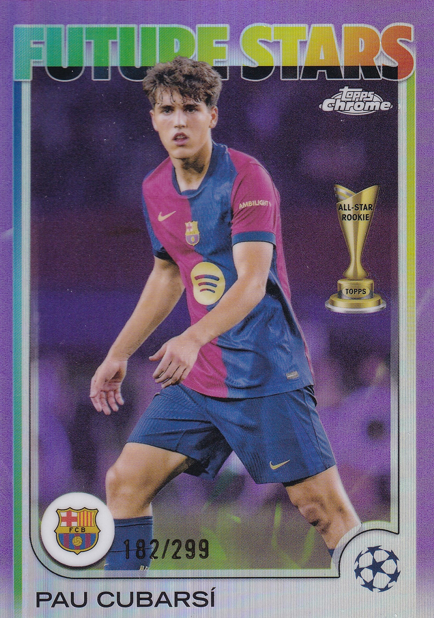196. PAU CUBARSI - FC BARCELONA - ALL-STAR ROOKIE - FUTURE STARS - VIOLET PRIZM /299
