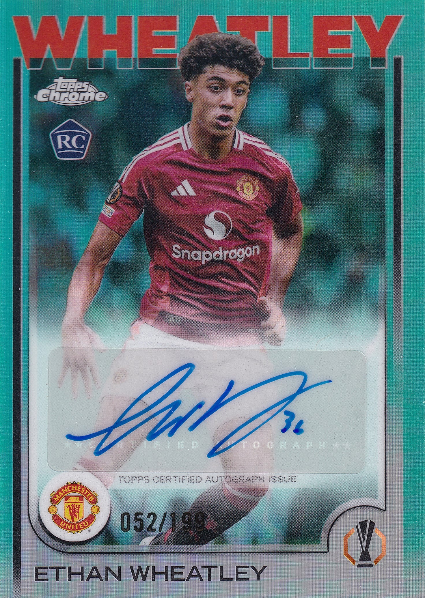 CA-EW. ETHAN WHEATLEY - MANCHESTER UNITED - AQUA PRIZM AUTO /199