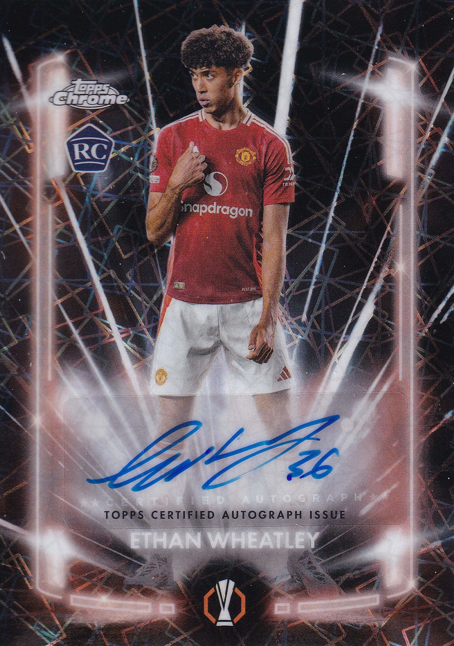 BLA-EW. ETHAN WHEATLEY - MANCHESTER UNITED - ROOKIE CARD - BLACK LAZER AUTO