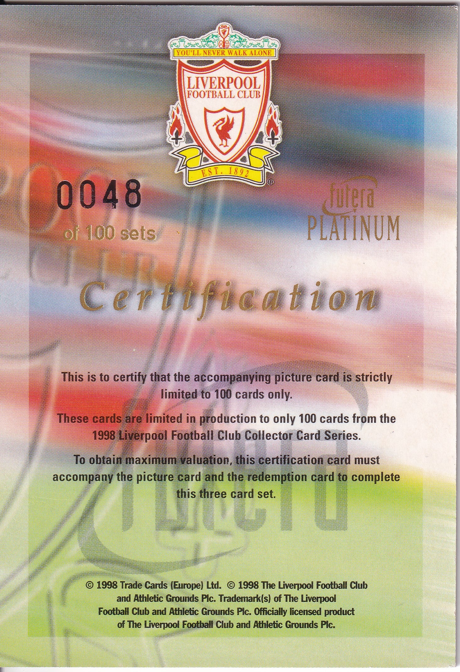 OYVIND LEONHARDSEN - REDEMPTION CARD - REEMED CARD - CERTIFICATION #0048