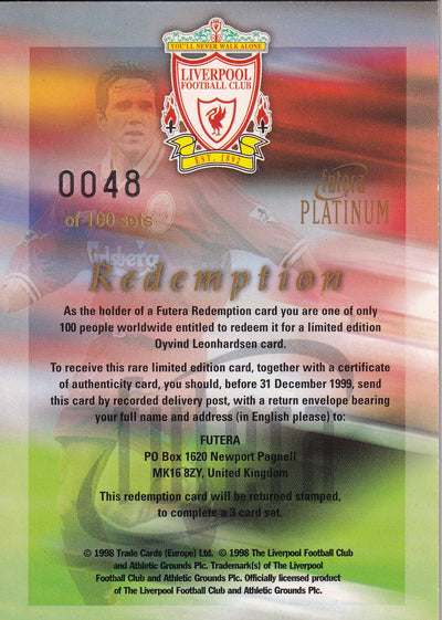 OYVIND LEONHARDSEN - REDEMPTION CARD - REEMED CARD - CERTIFICATION #0048