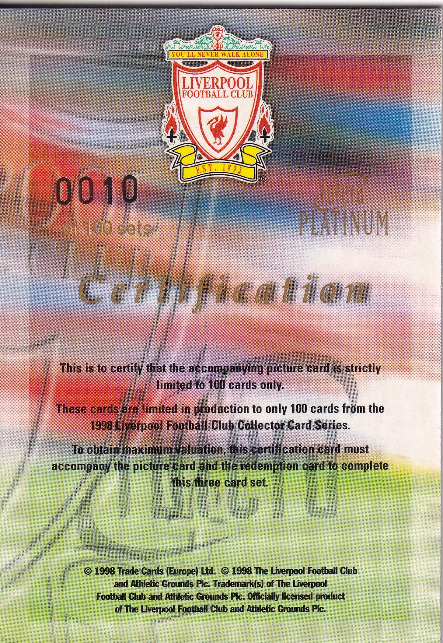 OYVIND LEONHARDSEN - REDEMPTION CARD - REEMED CARD - CERTIFICATION #0010