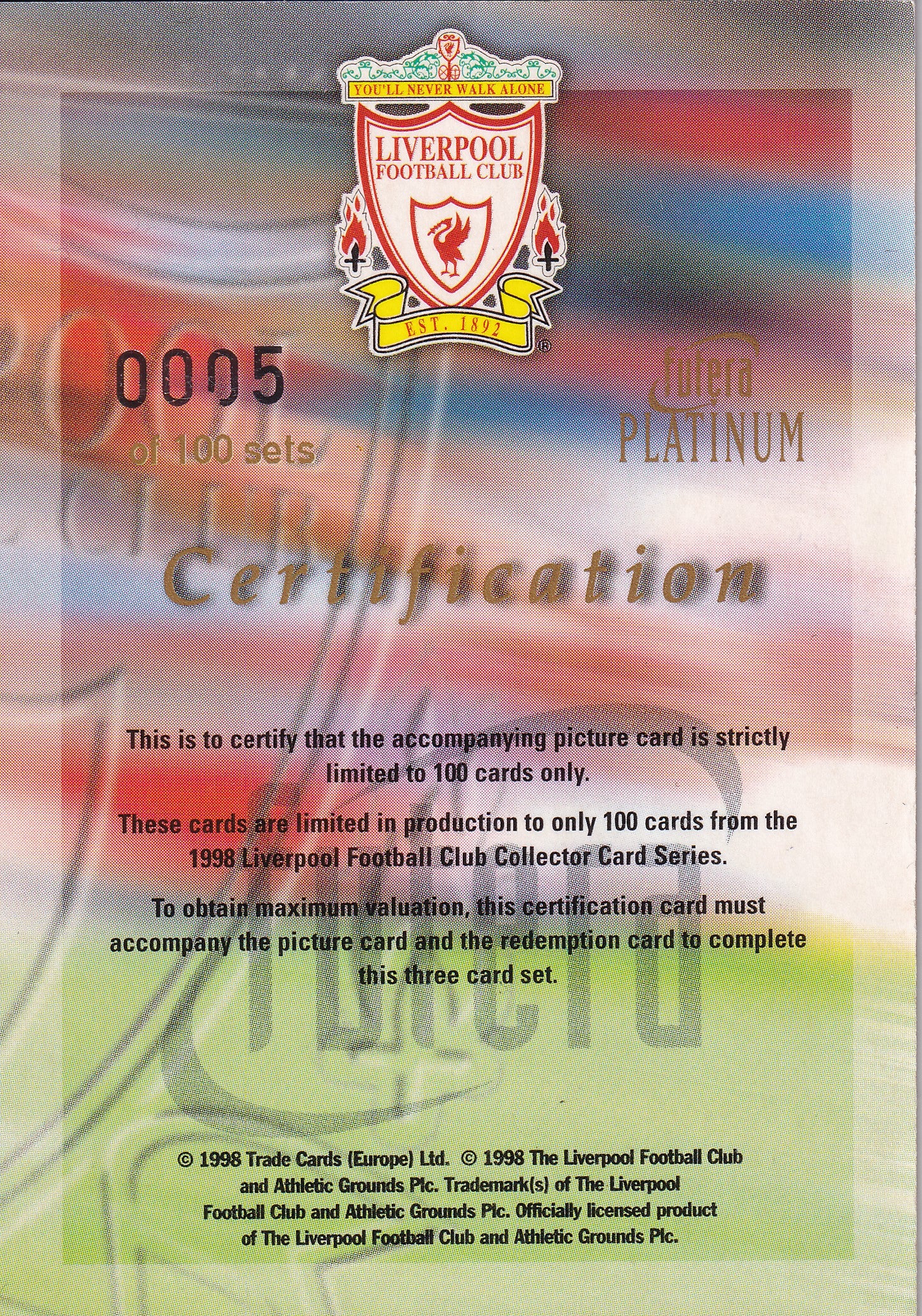 STEVE McMANAMAN - REDEMPTION CARD - REEMED CARD - CERTIFICATION #0005