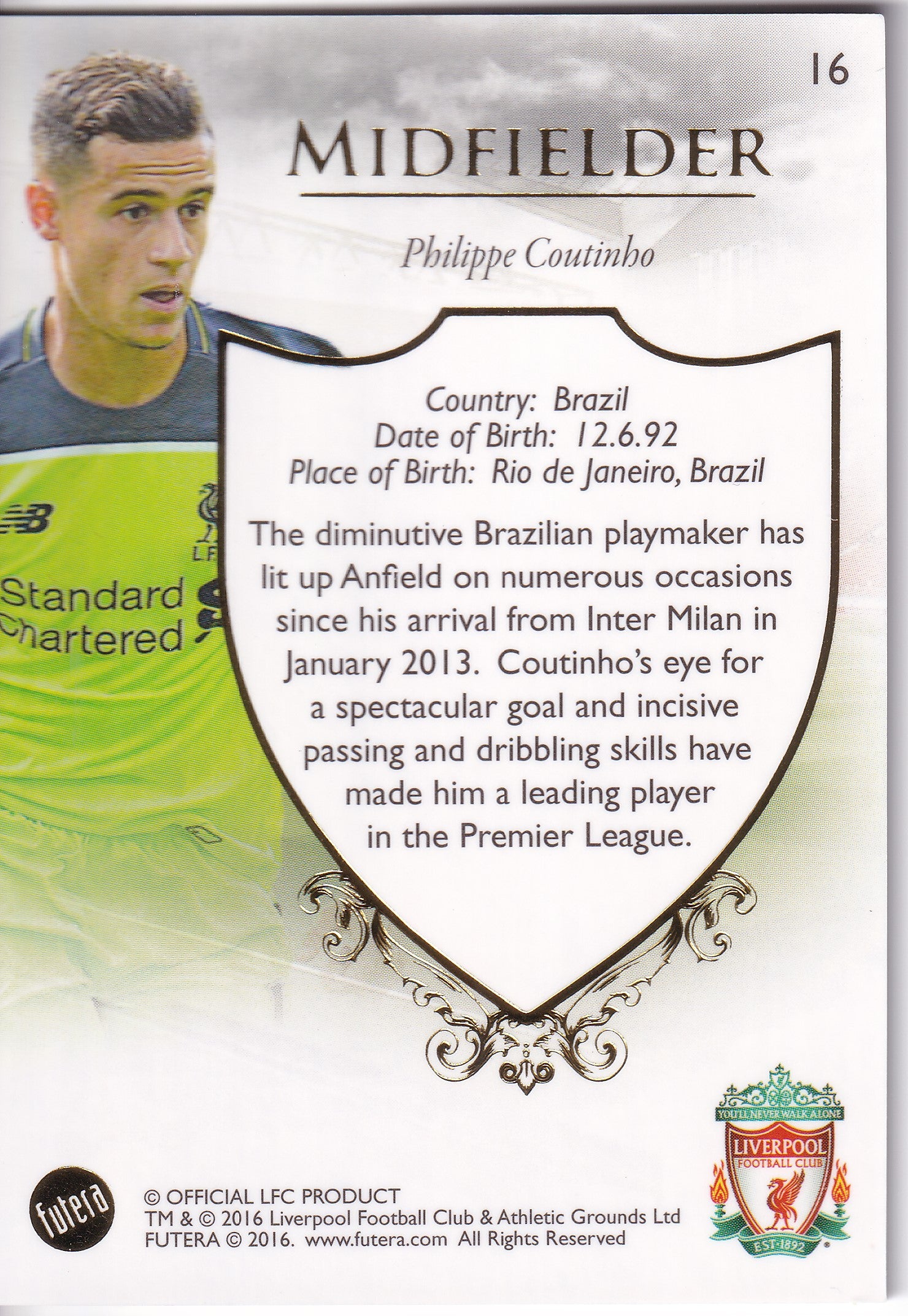 016. PHILIPPE COUTINHO - LIVERPOOL