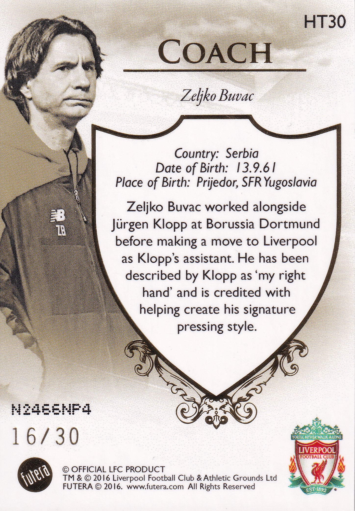 HT30. Zeljko Buvac #16/30 - Heritage - Liverpool