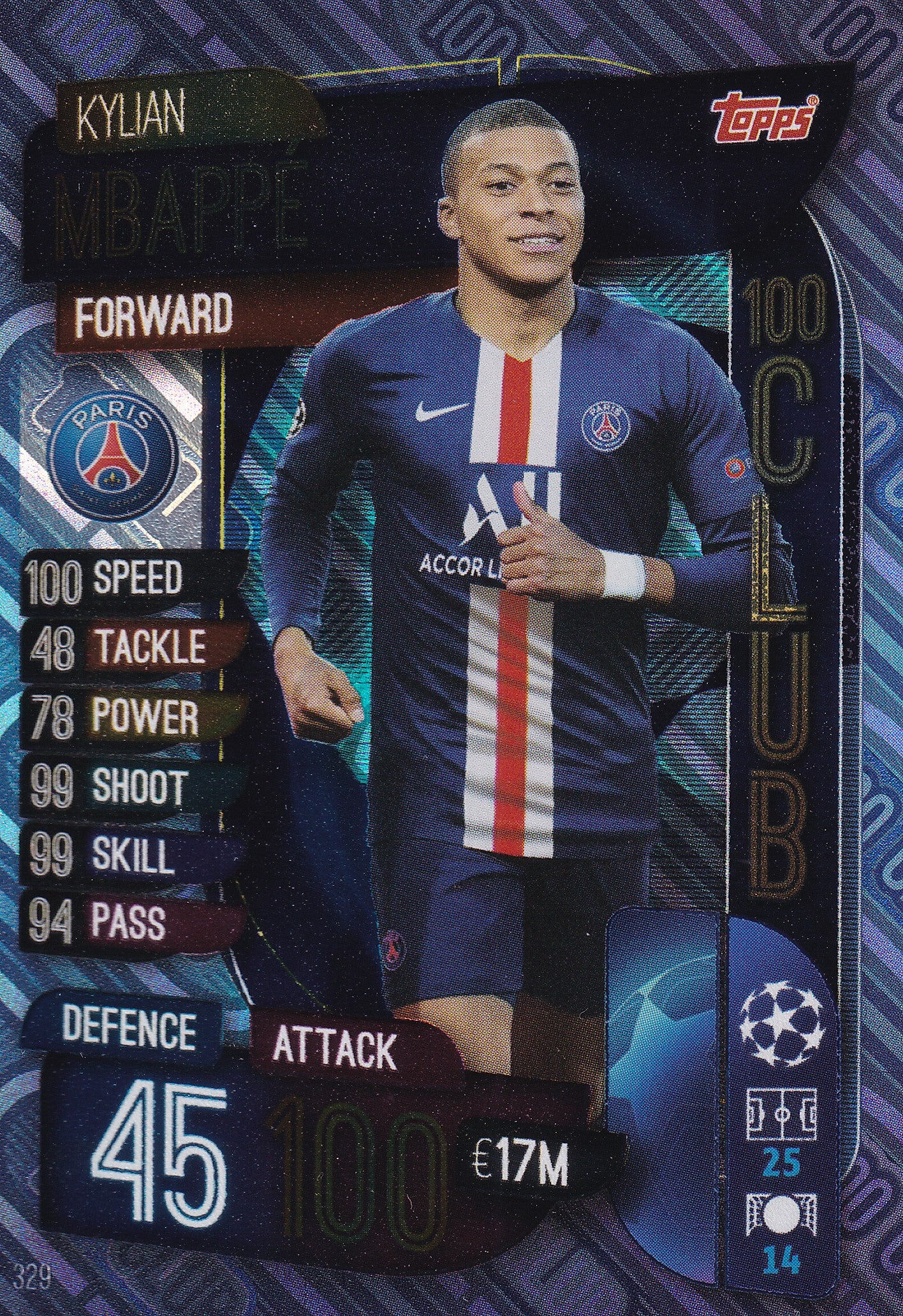 329. KYLIAN MBAPPE - PARIS SAINT-GERMAIN - 100 CLUB