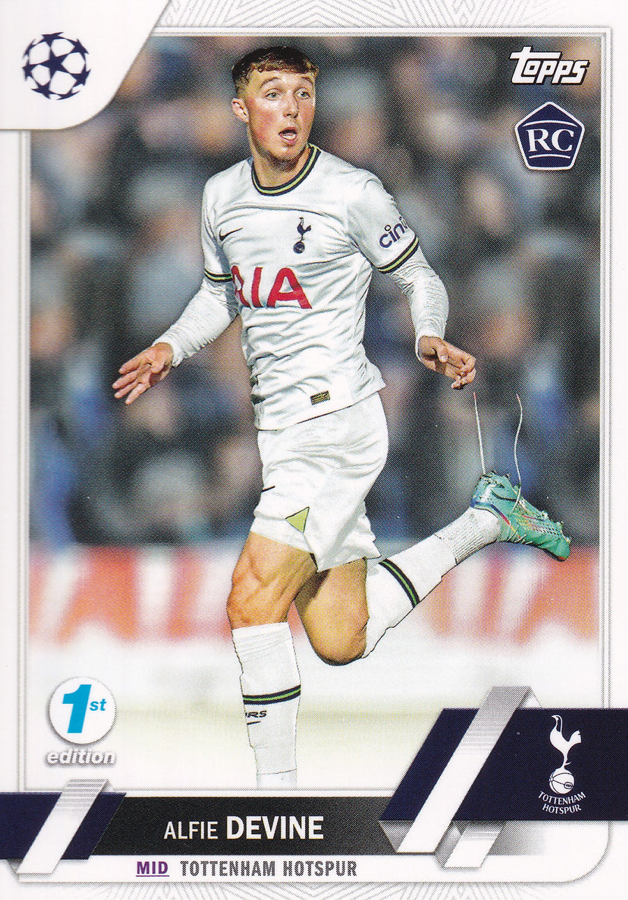 129. ALFIE DEVINE - TOTTENHAM HOTSPUR - ROOKIE CARD - 1ST EDITION