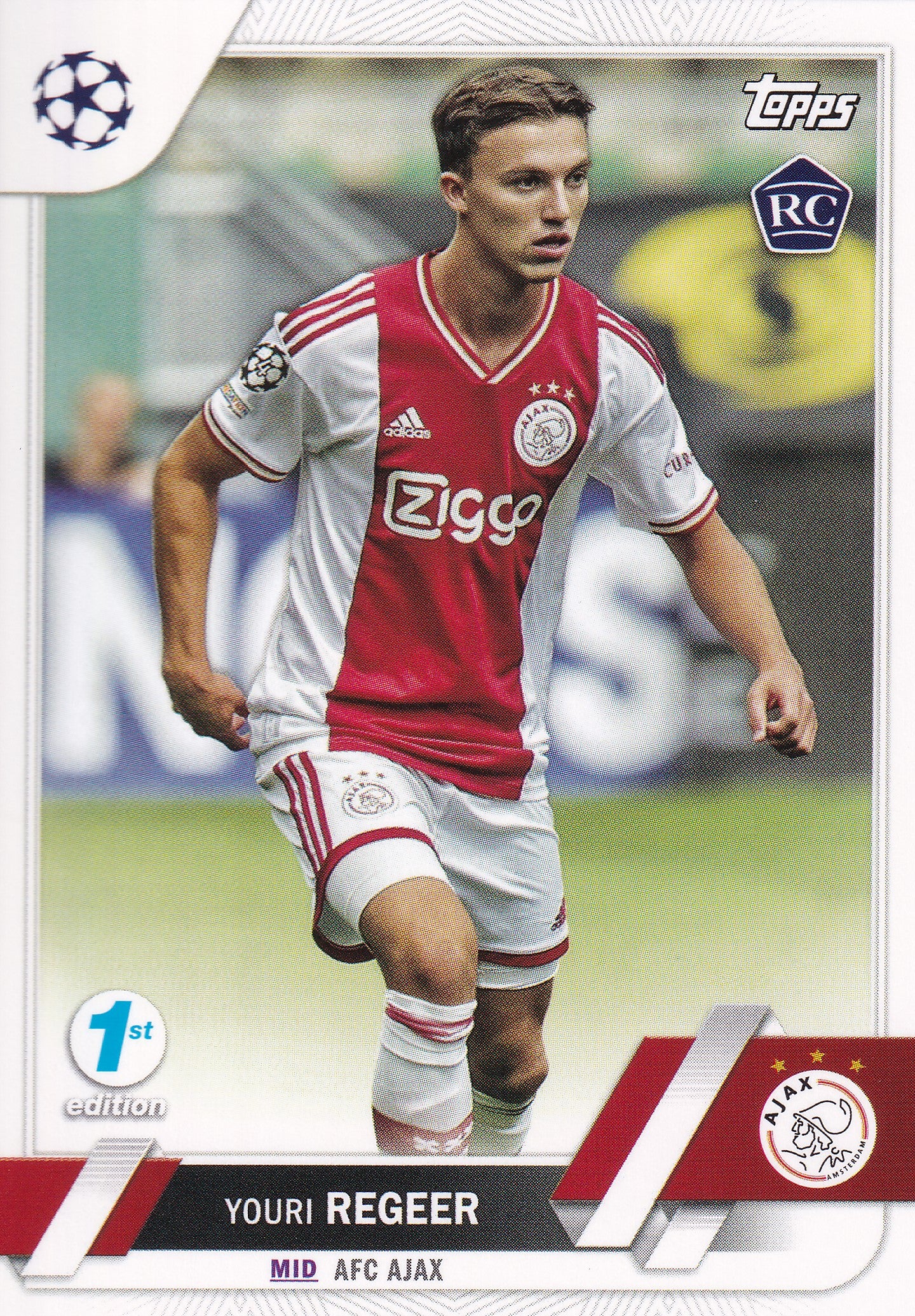 179. YOURI REGEER - AFC AJAX - ROOKIE CARD - 1ST EDITION