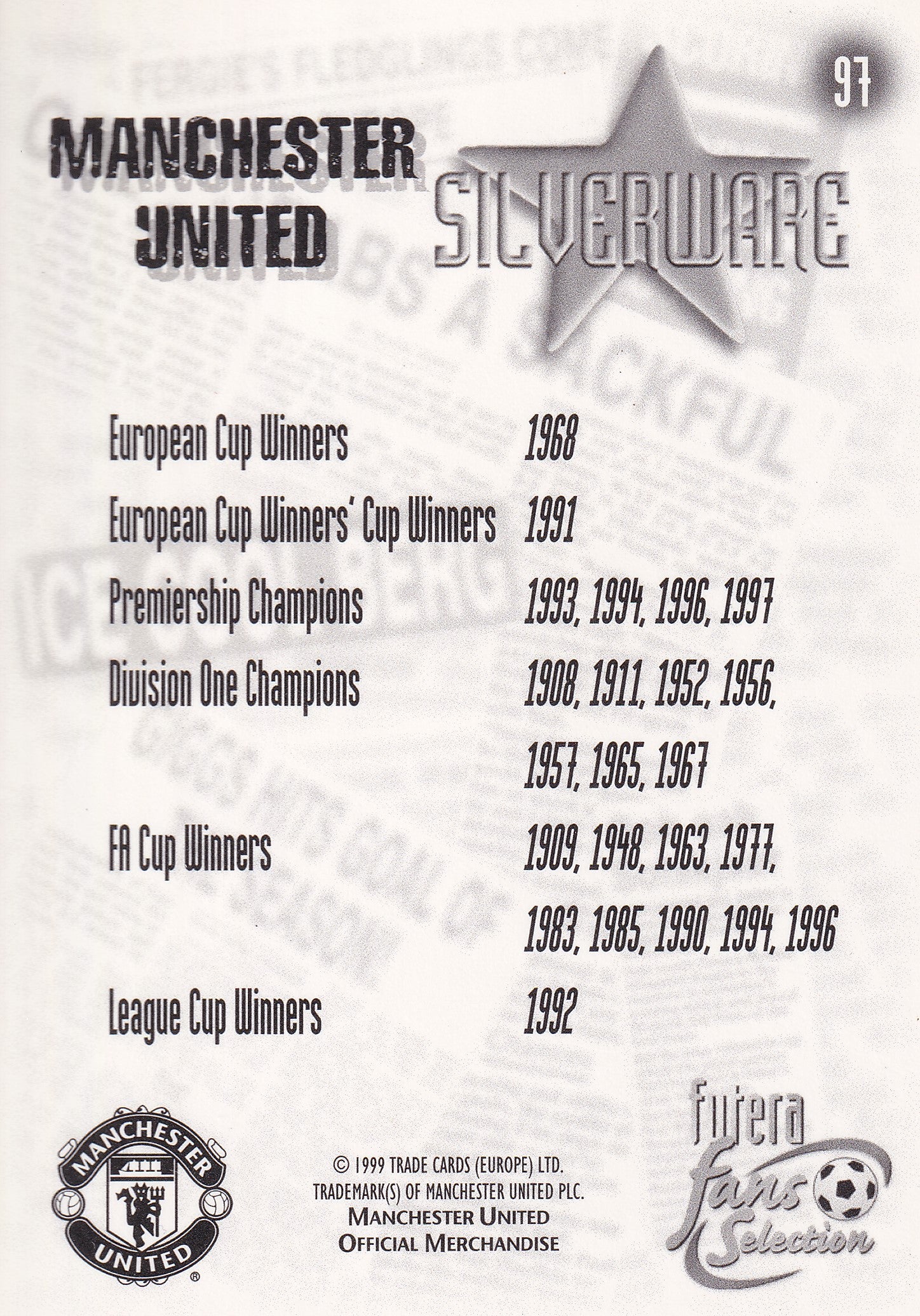 097. MANCHESTER UNITED - SILVERWARE