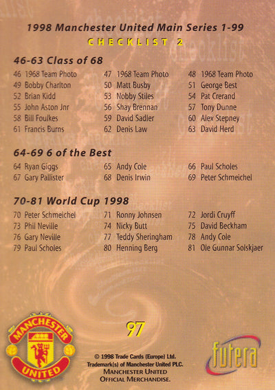 097. MANCHESTER UNITED - CHECKLIST 2 - 46 - 81